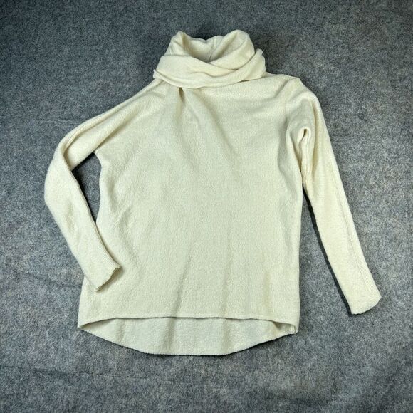 Vince Sweater Womens Small Cream Ivory Plush Cashmere Virgin Wool Funnel Neck - Picture 1 of 7